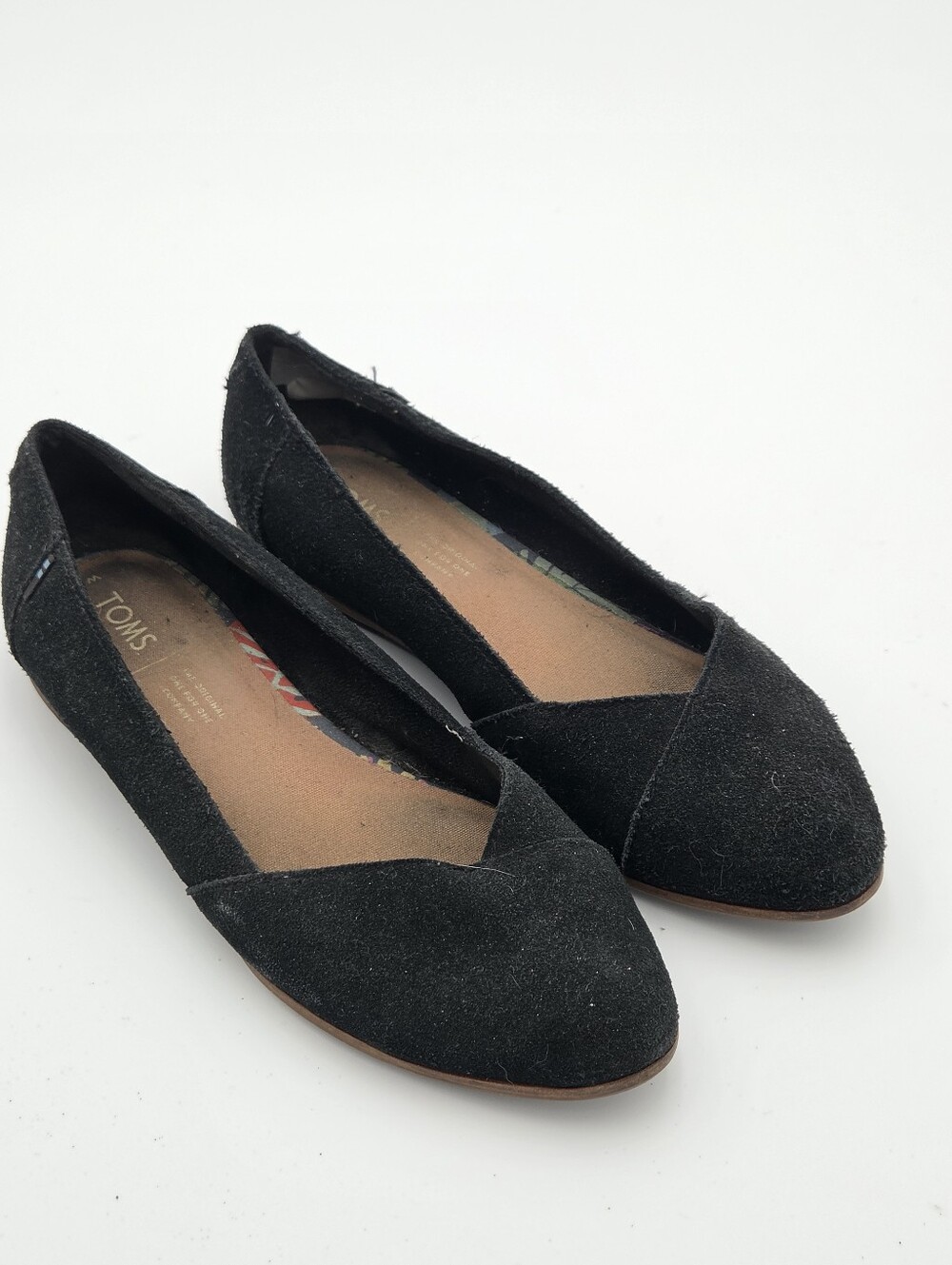 Toms Black Suede Pointed Toe Flats Size 7